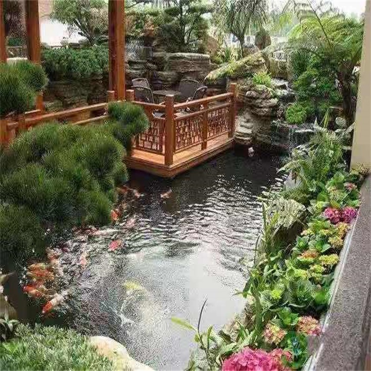 桑植别墅庭院景观设计鱼池